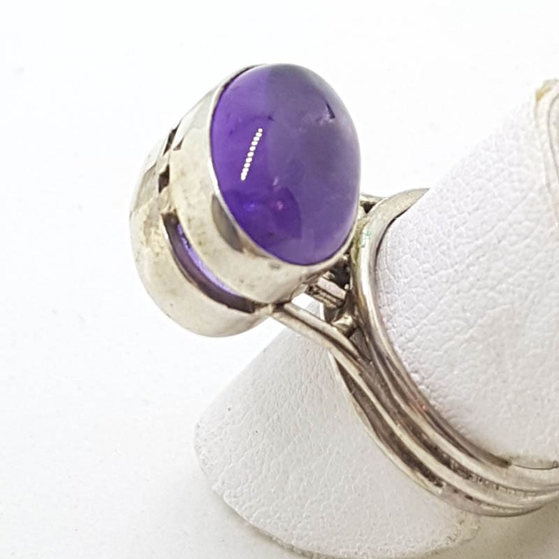 Sterling Silver Tall Unusual Amethyst Ring