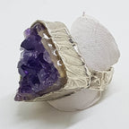Sterling Silver Very Large Handmade Unusual Amethyst Ring