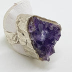 Sterling Silver Very Large Handmade Unusual Amethyst Ring