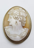 Sterling Silver Large Oval Lady Cameo Brooch