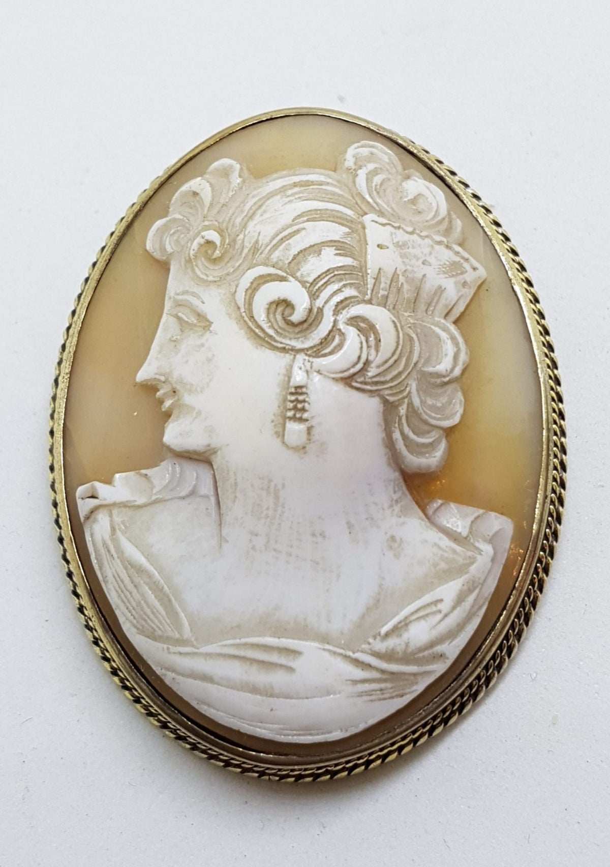 Sterling Silver Large Oval Lady Cameo Brooch