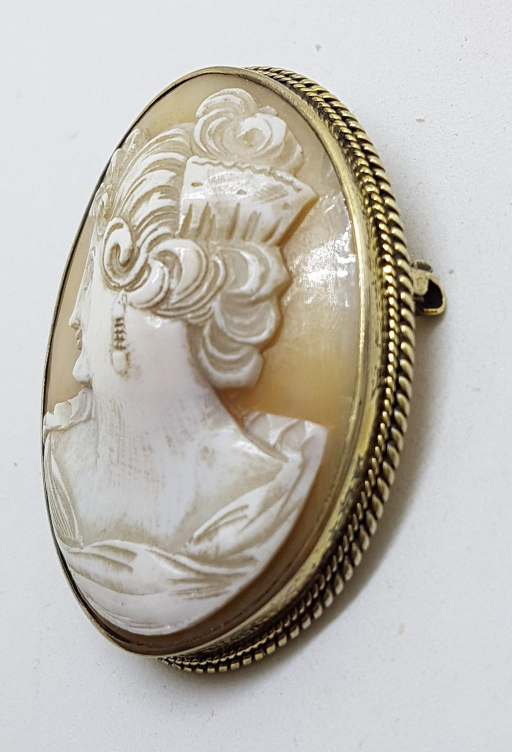 Sterling Silver Large Oval Lady Cameo Brooch