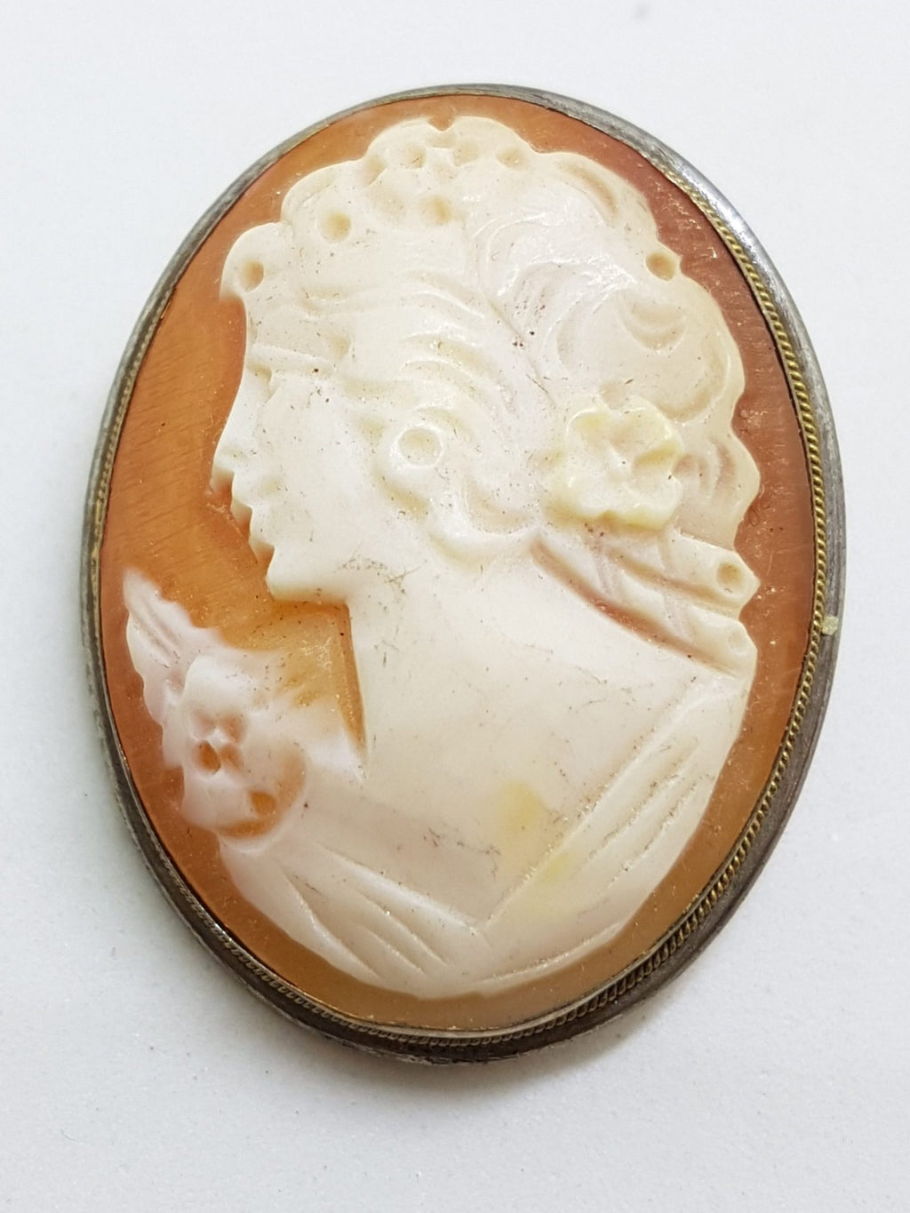 800 Silver Oval Lady Cameo Brooch