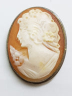 800 Silver Oval Lady Cameo Brooch