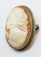 800 Silver Oval Lady Cameo Brooch