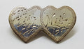 Sterling Silver Two Hearts Engraved "To my Dear Gal Min 1945" Sweetheart Brooch