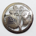 835 Silver Ornate Cut Out Flower / Thistle Large Round Brooch