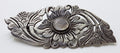 Sterling Silver Large Ornate Floral Design Moonstone Brooch