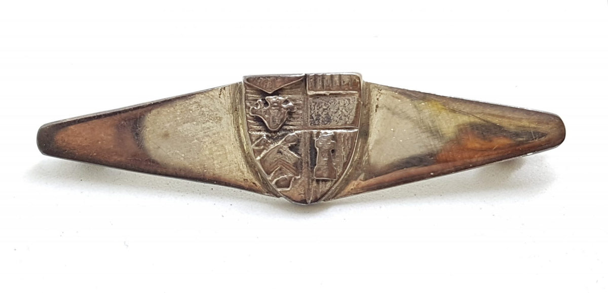 Sterling Silver Crest / Shield Bar Brooch