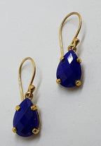 9ct Yellow Gold Teardrop Shape Lapis Lazuli Drop Earrings