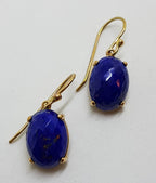 9ct Yellow Gold Lapis Lazuli Faceted Oval Drop Earrings