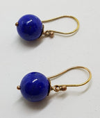 9ct Yellow Gold Lapis Lazuli Ball Drop Earrings
