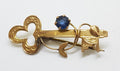9ct Yellow Gold Blue Stone Ornate 21st Key Bar Brooch – Antique / Vintage