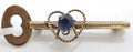 9ct Yellow Gold Blue Stone Ornate Heart on 21st Key Bar Brooch – Antique / Vintage