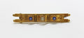 15ct Yellow Gold Blue &amp; Clear Paste Ornate Bar Brooch – Antique / Vintage