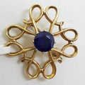 9ct Yellow Gold Blue Ornate Twist Brooch – Antique / Vintage