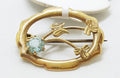 9ct Yellow Gold Light Blue Paste Ornate Oval Brooch – Antique / Vintage