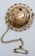 9ct Rose Gold Large Round Egyptian Lady Brooch – Antique / Vintage