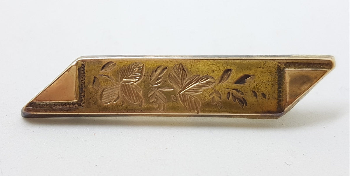 9ct Yellow Gold Ornate Floral Bar Brooch – Antique / Vintage