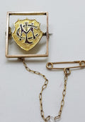 9ct Yellow &amp; Rose Gold Rectangular M.L.C Brooch – Antique / Vintage