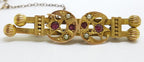 9ct Yellow Gold Ruby and Seed Pearl Double Star and Crescent Moon Bar Brooch – Antique / Vintage