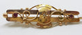 9ct Yellow Gold Ruby &amp; Diamond Ornate Bar Brooch – Antique / Vintage