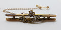 9ct Rose Gold Seed Pearl Clover Leaf Flower Twist Bar Brooch – Antique / Vintage