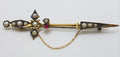 9ct Yellow Gold Seed Pearl and Ruby Sword / Arrow Bar Brooch – Antique / Vintage