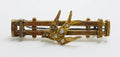 9ct Yellow Gold Seed Pearl Swallow Bird on Bar Brooch - Antique / Vintage