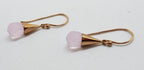 9ct Rose Gold Rose Quartz Ball in Cone Drop Earrings
