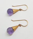 9ct Rose Gold Amethyst Ball in Cone Drop Earrings