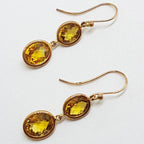 9ct Rose Gold Citrine Double Oval Long Drop Earrings