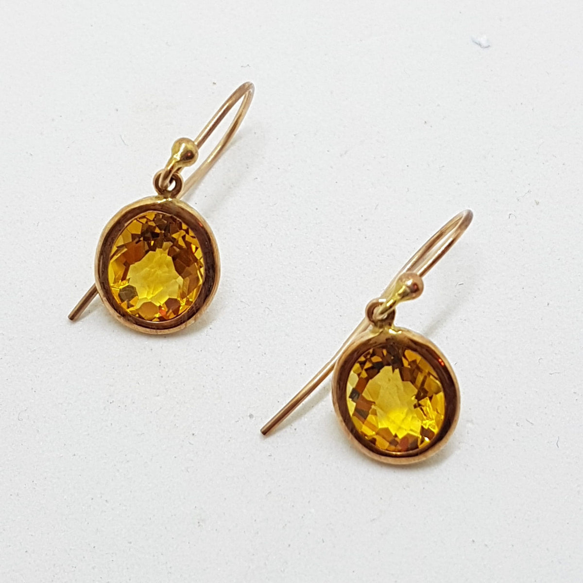 9ct Rose Gold Citrine Oval Drop Earrings