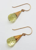 9ct Rose Gold Lemon Citrine Ball in Cone Drop Earrings