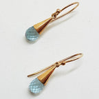 9ct Rose Gold Blue Topaz Ball in Cone Drop Earrings
