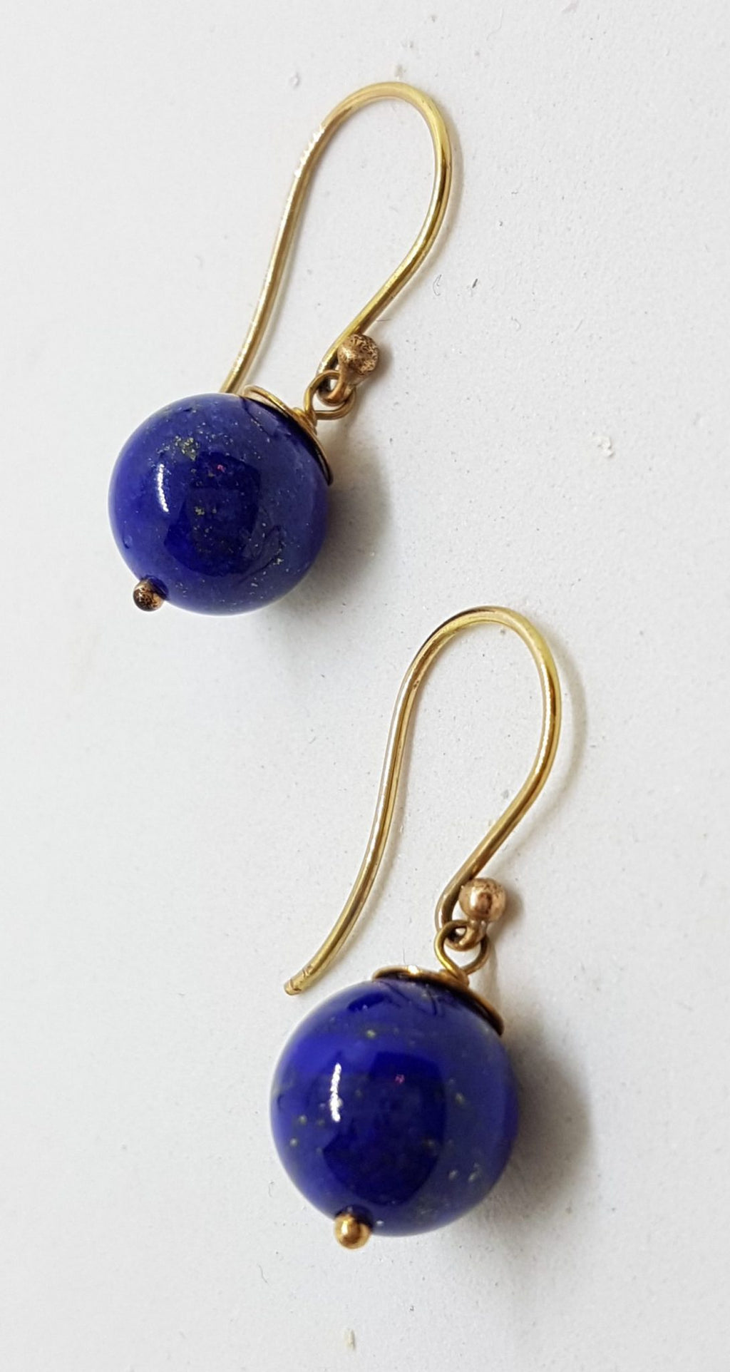9ct Rose Gold Lapis Lazuli Ball Drop Earrings