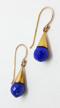 9ct Rose Gold Lapis Lazuli Ball in Cone Drop Earrings
