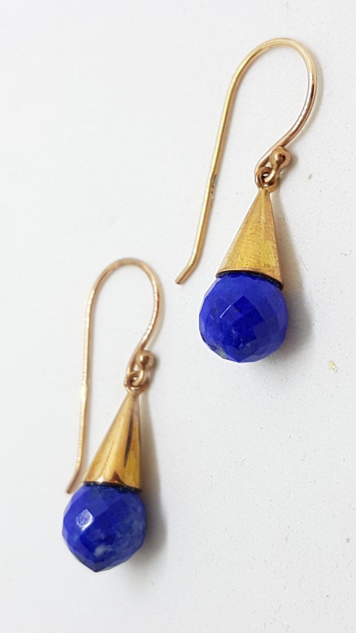 9ct Rose Gold Lapis Lazuli Ball in Cone Drop Earrings