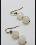 9ct Yellow Gold White Agate Ball Drop Earrings