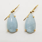 9ct Yellow Gold Teardrop / Pear Shape Aquamarine Drop Earrings