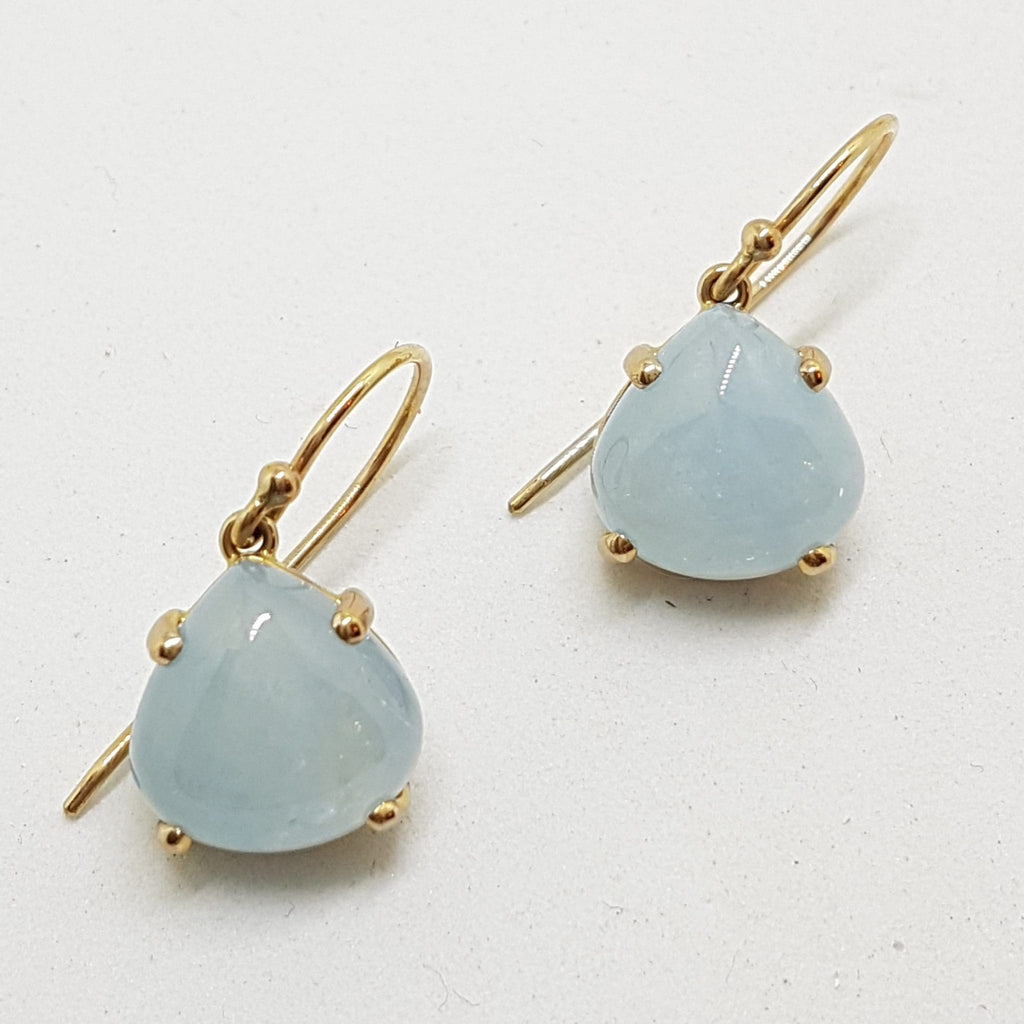 9ct Yellow Gold Teardrop Shape Aquamarine Drop Earrings