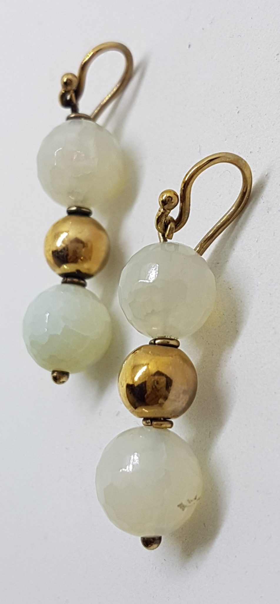 9ct Yellow Gold Agate Ball Drop Earrings