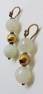 9ct Yellow Gold Agate Ball Drop Earrings