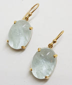 9ct Yellow Gold Oval Shape Aquamarine Drop Earrings