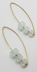 9ct Yellow Gold Long Aquamarine Drop Earrings