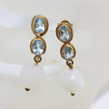 9ct Yellow Gold Topaz &amp; White Agate Ball Drop Earrings - Handmade