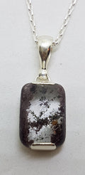 Sterling Silver Rectangular Phantom Quartz Pendant on Silver Chain