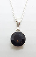 Sterling Silver Round Laser Cut Smokey Quartz Pendant on Silver Chain
