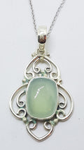 Sterling Silver Chalcedony Ornate Pendant on Silver Chain