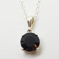 Sterling Silver Round Smokey Quartz Pendant on Silver Chain